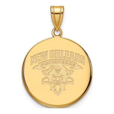 University of New Orleans Gold-Plated Sterling Silver UNO Privateers Large Disc Pendant