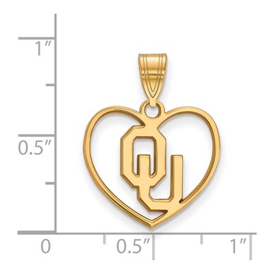 University of Oklahoma Gold-Plated Sterling Silver Medium Of O-U Heart Pendant – view 2