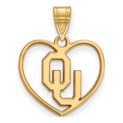 University of Oklahoma Gold-Plated Sterling Silver Medium Of O-U Heart Pendant