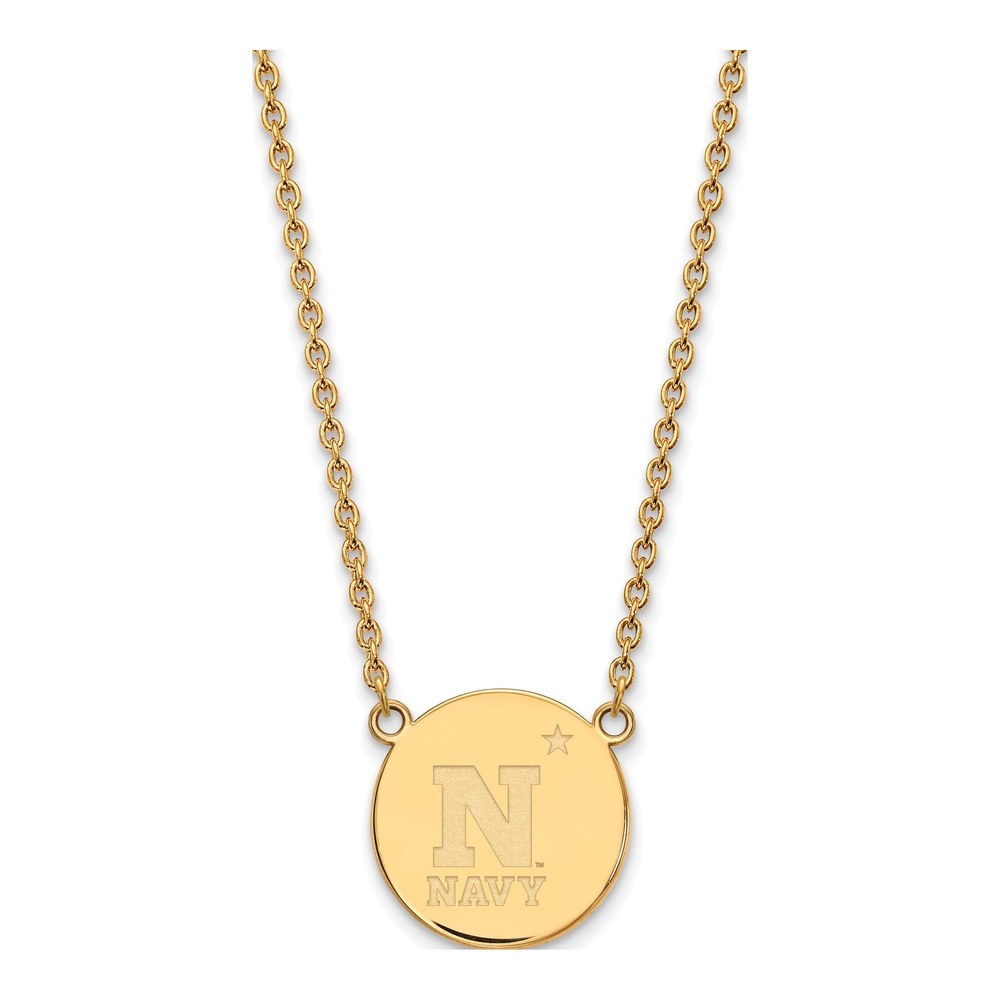 United States Naval Academy Gold-Plated Sterling Silver Large US Necklace
