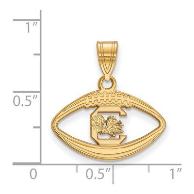 University of South Carolina Gold-Plated Sterling Silver Medium Football Pendant – view 2
