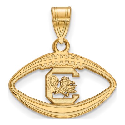 University of South Carolina Gold-Plated Sterling Silver Medium Football Pendant