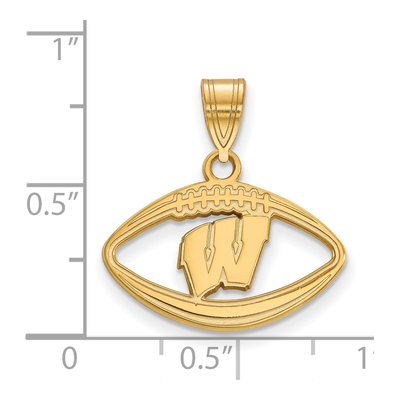 University of Wisconsin Gold-Plated Sterling Silver Medium Badgers Football Pendant – view 2