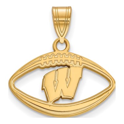 University of Wisconsin Gold-Plated Sterling Silver Medium Badgers Football Pendant