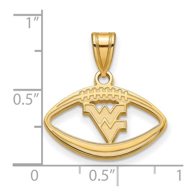 West Virginia University Gold-Plated Sterling Silver Medium WVU Football Pendant – view 3
