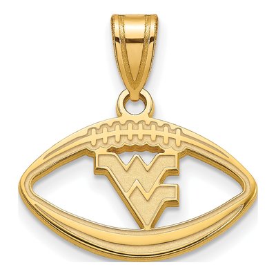 West Virginia University Gold-Plated Sterling Silver Medium WVU Football Pendant