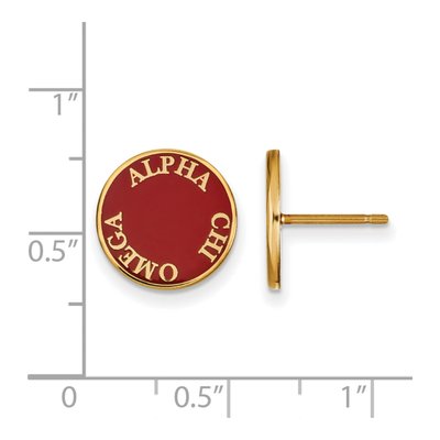 Alpha Chi Omega Gold-Plated Sterling Silver Sorority Stud Earrings – view 2