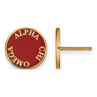 Alpha Chi Omega Gold-Plated Sterling Silver Sorority Stud Earrings