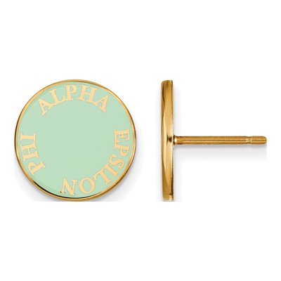 Alpha Epsilon Phi Gold-Plated Sterling Silver Sorority Enamel Stud Earrings