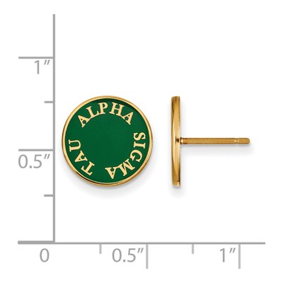 Alpha Sigma Tau Gold-Plated Sterling Silver Sorority Enamel Stud Earrings – view 2