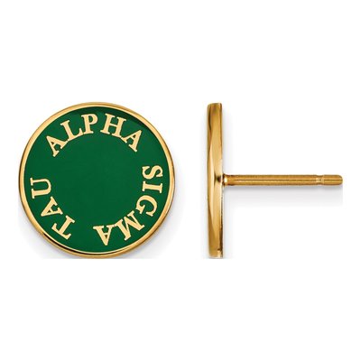 Alpha Sigma Tau Gold-Plated Sterling Silver Sorority Enamel Stud Earrings