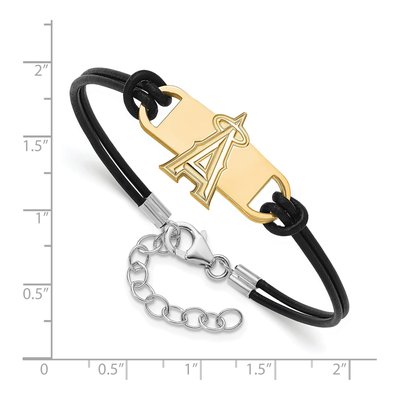 Los Angeles Angels Gold-Plated Sterling Silver LA Leather Bracelet – view 2