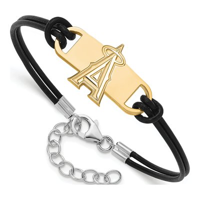 Los Angeles Angels Gold-Plated Sterling Silver LA Leather Bracelet