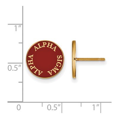 Alpha Sigma Alpha Gold-Plated Sterling Silver Sorority Enamel Stud Earrings – view 2