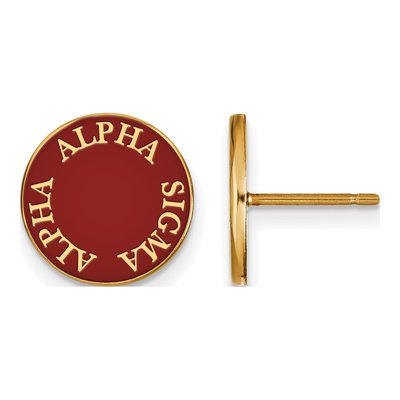 Alpha Sigma Alpha Gold-Plated Sterling Silver Sorority Enamel Stud Earrings