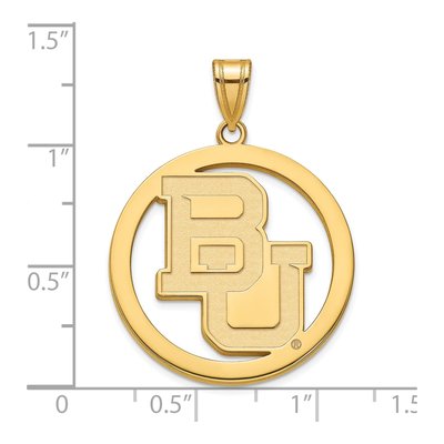 Baylor University Gold-Plated Sterling Silver Bears Extra Large Circle Pendant – view 3