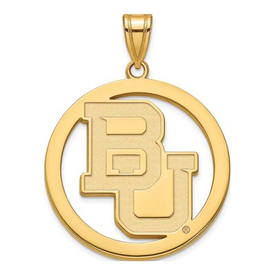 Baylor University Gold-Plated Sterling Silver Bears Extra Large Circle Pendant
