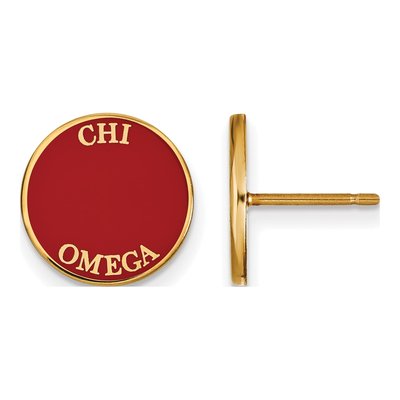 Chi Omega Gold-Plated Sterling Silver Sorority Stud Earrings