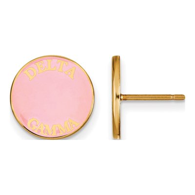 Delta Gamma Gold-Plated Sterling Silver Sorority Enamel Stud Earrings