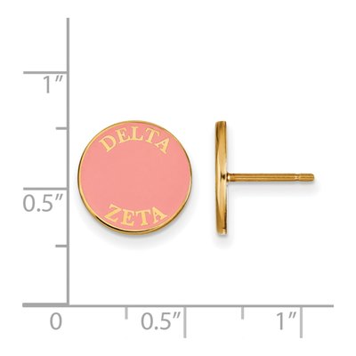 Delta Zeta Gold-Plated Sterling Silver Sorority Text Color Enamel Stud Earrings – view 2