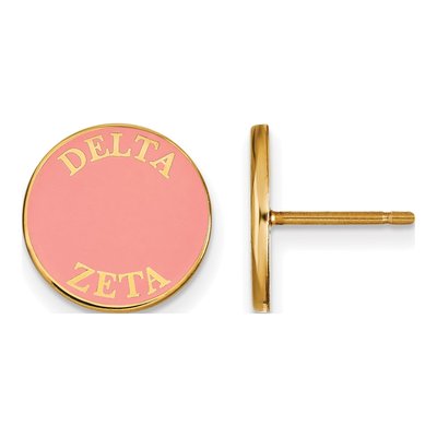 Delta Zeta Gold-Plated Sterling Silver Sorority Text Color Enamel Stud Earrings