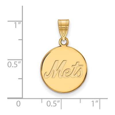 New York Mets Gold-Plated Sterling Silver Medium NY Disc Pendant – view 2