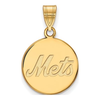 New York Mets Gold-Plated Sterling Silver Medium NY Disc Pendant