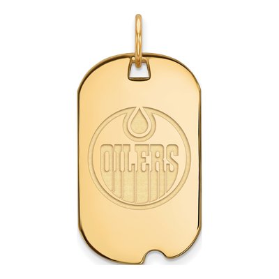 Edmonton Oilers Gold-Plated Sterling Silver Small Dog Tag Pendant