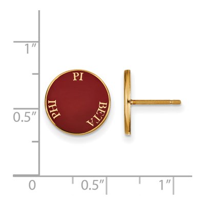 Pi Beta Phi Gold-Plated Sterling Silver Sorority Stud Earrings – view 2