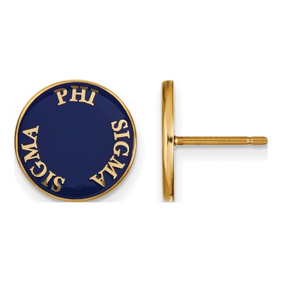 Phi Sigma Sigma Gold-Plated Sterling Silver Enamel Earrings