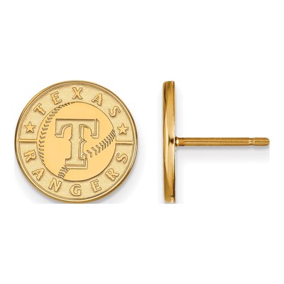 Texas Rangers Gold-Plated Sterling Silver Small Disc Stud Earrings