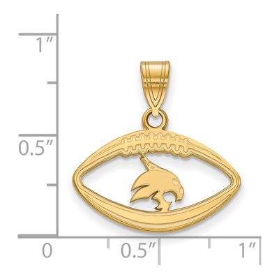 Texas State University Gold-Plated Sterling Silver Medium Bobcats Football Pendant – view 2