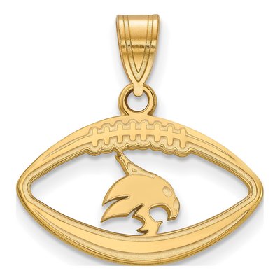 Texas State University Gold-Plated Sterling Silver Medium Bobcats Football Pendant