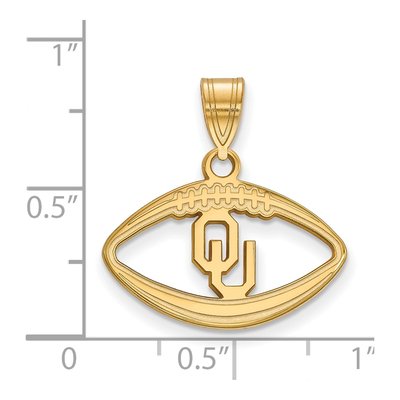 University of Oklahoma Gold-Plated Sterling Silver Medium OU Football Pendant – view 2