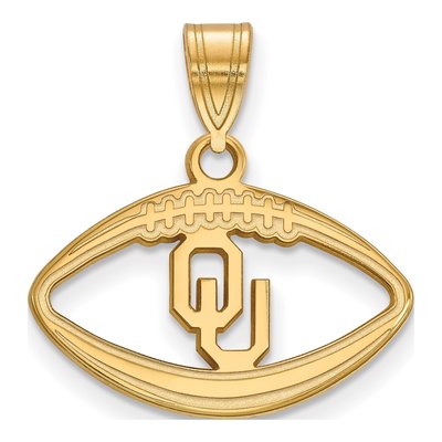 University of Oklahoma Gold-Plated Sterling Silver Medium OU Football Pendant
