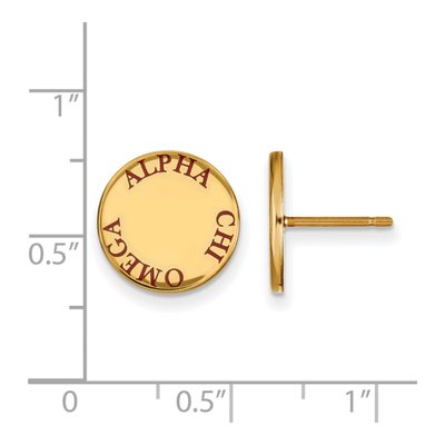 Alpha Chi Omega Gold-Plated Sterling Silver Sorority Enamel Stud Earrings – view 2