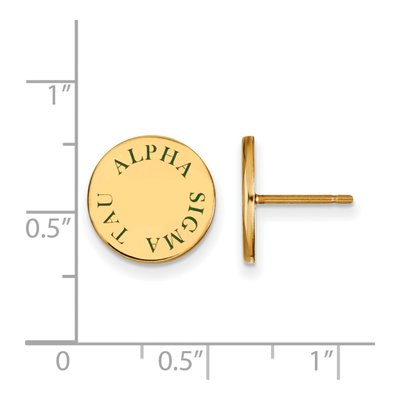 Alpha Sigma Tau Gold-Plated Sterling Silver Sorority Enamel Stud Earrings – view 2