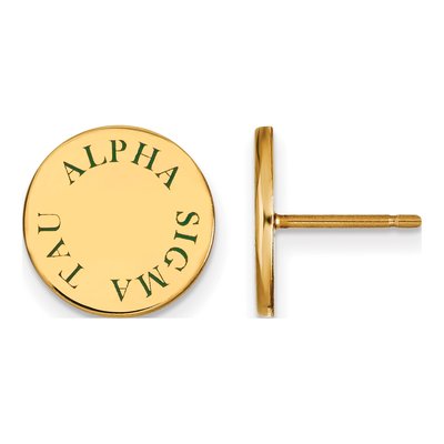 Alpha Sigma Tau Gold-Plated Sterling Silver Sorority Enamel Stud Earrings