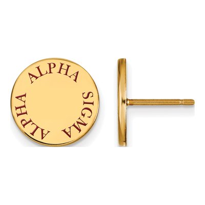 Alpha Sigma Alpha Gold-Plated Sterling Silver Sorority Enamel Stud Earrings
