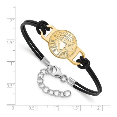 Toronto Blue Jays Gold-Plated Sterling Silver Leather Bracelet – view 2