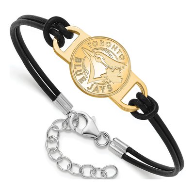 Toronto Blue Jays Gold-Plated Sterling Silver Leather Bracelet