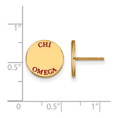 Chi Omega Gold-Plated Sterling Silver Sorority Enamel Stud Earrings – view 2