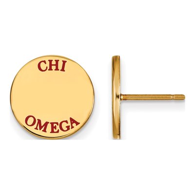 Chi Omega Gold-Plated Sterling Silver Sorority Enamel Stud Earrings
