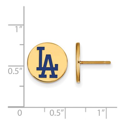 Los Angeles Dodgers Gold-Plated Sterling Silver LA Stud Earrings – view 2