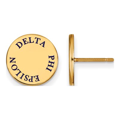 Delta Phi Epsilon Gold-Plated Sterling Silver Sorority Enamel Stud Earrings
