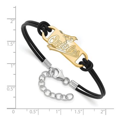 Baltimore Orioles Gold-Plated Sterling Silver Leather Bracelet – view 2