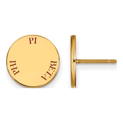 Pi Beta Phi Gold-Plated Sterling Silver Sorority Enamel Stud Earrings