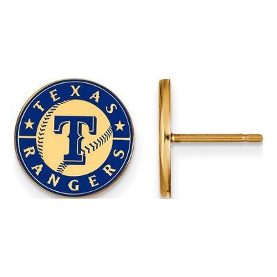 Texas Rangers Gold-Plated Sterling Silver Enamel Disc Stud Earrings