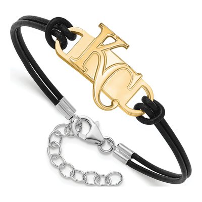 Kansas City Royals Gold-Plated Sterling Silver Leather Bracelet