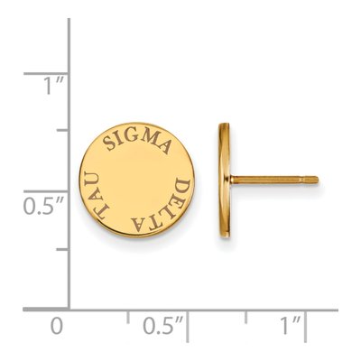 Sigma Delta Tau Gold-Plated Sterling Silver Sorority Button Stud Earrings – view 2